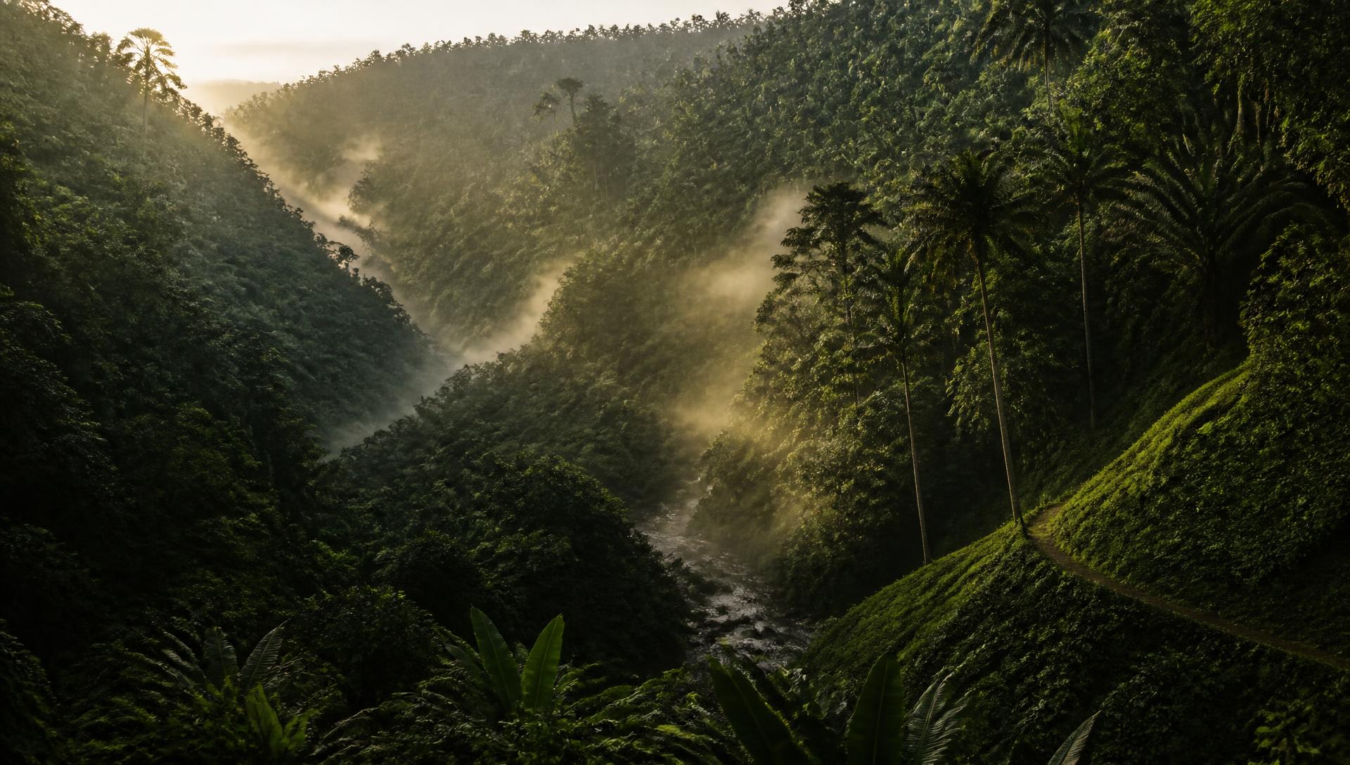 Zelené údolí a džungle ve vnitrozemí Bali u Ubudu