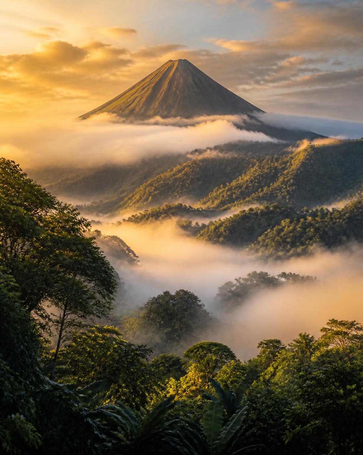 Sopka Arenal nad pralesem